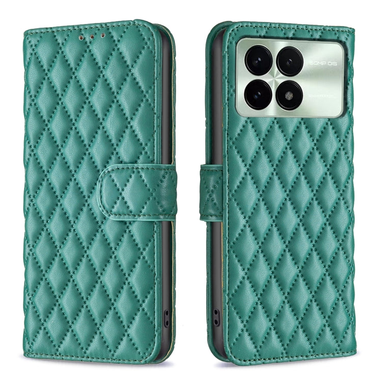 For Xiaomi Redmi K70 / K70 Pro Diamond Lattice Wallet Leather Flip Phone Case(Green) - K70 Pro Cases by buy2fix | Online Shopping UK | buy2fix