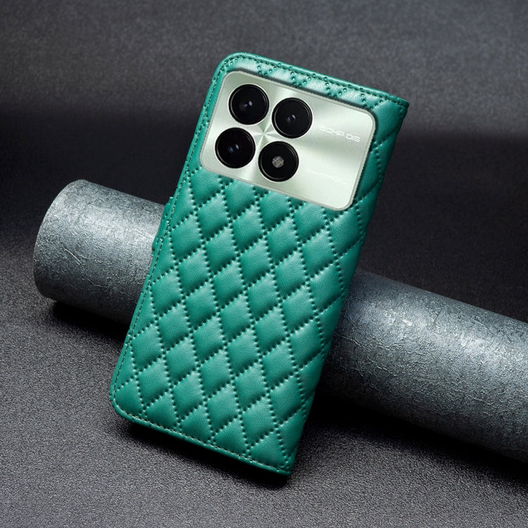 For Xiaomi Redmi K70 / K70 Pro Diamond Lattice Wallet Leather Flip Phone Case(Green) - K70 Pro Cases by buy2fix | Online Shopping UK | buy2fix