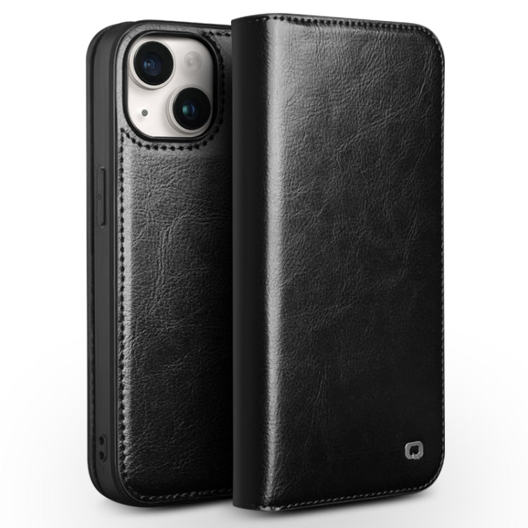 For iPhone 15 Plus QIALINO Classic Genuine Leather Phone Case(Black) - iPhone 15 Plus Cases by QIALINO | Online Shopping UK | buy2fix