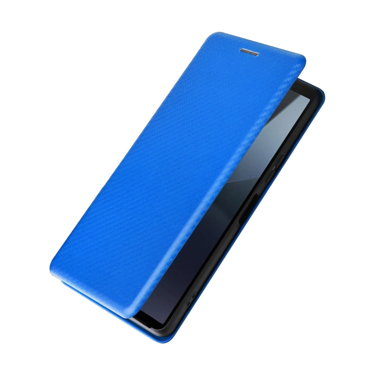 For Sony Xperia 10 VI 2024 Carbon Fiber Texture Flip Leather Phone Case(Blue) - Sony Cases by buy2fix | Online Shopping UK | buy2fix