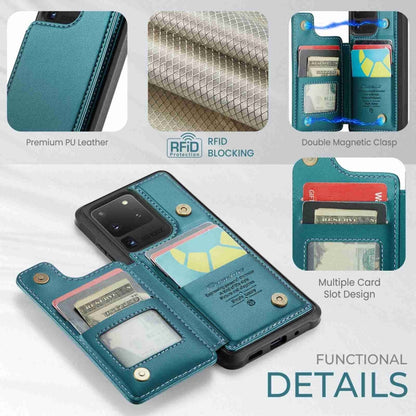 For Samsung Galaxy S20 Ultra CaseMe C22 Card Slots Holder RFID Anti-theft Phone Case(Blue Green) - Galaxy Phone Cases by CaseMe | Online Shopping UK | buy2fix