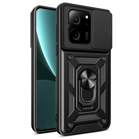 For Xiaomi 13T/13T Pro/Redmi K60 Ultra Sliding Camera Cover Design TPU Hybrid PC Phone Case(Black) - Redmi K60 Ultra Cases by buy2fix | Online Shopping UK | buy2fix