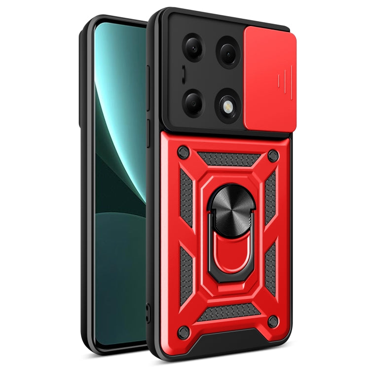 For Xiaomi Redmi Note 13 Pro 4G Global Sliding Camera Cover Design TPU Hybrid PC Phone Case(Red) - Note 13 Pro Cases by buy2fix | Online Shopping UK | buy2fix
