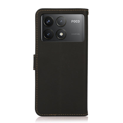 For Xiaomi Redmi K70 Pro KHAZNEH Custer Texture RFID Genuine Leather Phone Case(Black) - K70 Pro Cases by buy2fix | Online Shopping UK | buy2fix