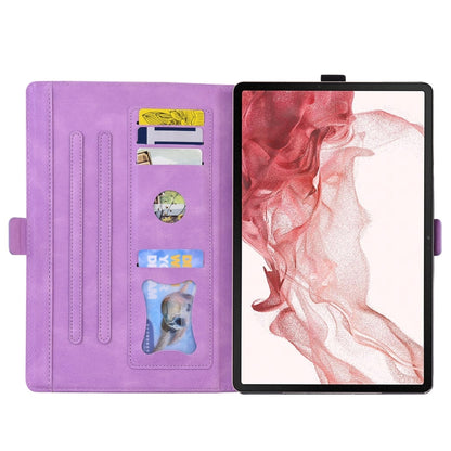 For Samsung Galaxy Tab S9 FE+ Love Butterfly Embossed Leather Tablet Case(Purple) - Galaxy Tab S9 FE+ by buy2fix | Online Shopping UK | buy2fix