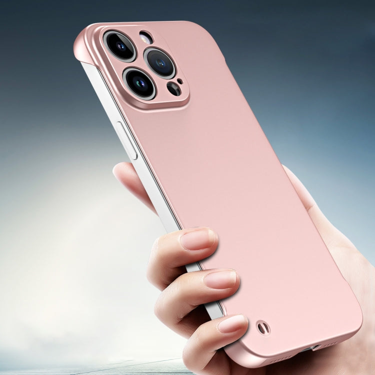 For iPhone 14 Plus Frameless Metallic Paint Hybrid PC Phone Case(Rose Gold) - iPhone 14 Plus Cases by buy2fix | Online Shopping UK | buy2fix