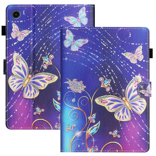 For Samsung Galaxy Tab A9+ Coloured Drawing Stitching Smart PU Tablet Case with Sleep / Wake-up Function(Butterfly) - Galaxy Tab A9+ by buy2fix | Online Shopping UK | buy2fix