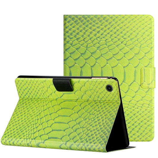 For Samsung Galaxy Tab A9+ Solid Color Crocodile Texture Smart PU Tablet Case with Sleep / Wake-up Function(Green) - Galaxy Tab A9+ by buy2fix | Online Shopping UK | buy2fix