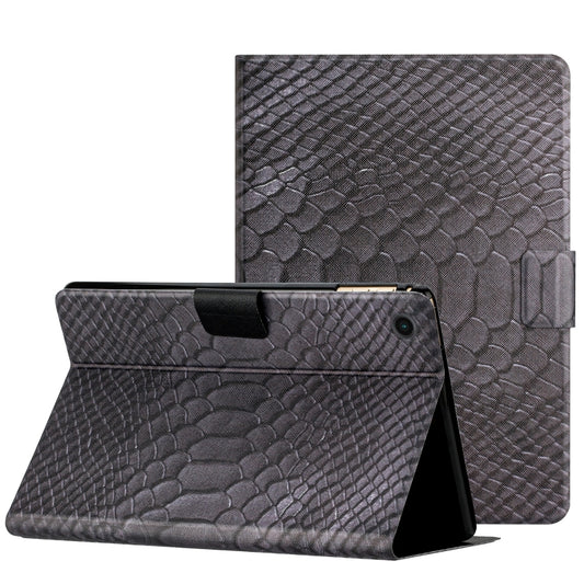 For Samsung Galaxy Tab A9 Solid Color Crocodile Texture Smart PU Tablet Case with Sleep / Wake-up Function(Black) - Galaxy Tab A9 by buy2fix | Online Shopping UK | buy2fix