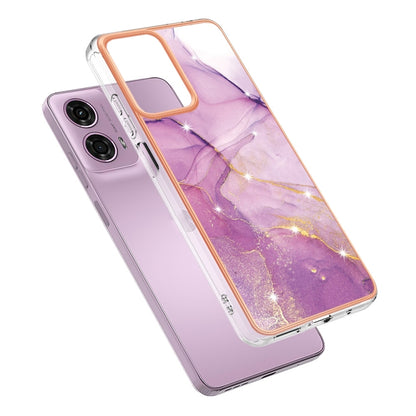 For Motorola Moto G24 4G / G04 4G Electroplating Marble Dual-side IMD Phone Case(Purple 001) - Motorola Cases by buy2fix | Online Shopping UK | buy2fix