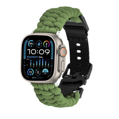 For Apple Watch Ultra 2 49mm Paracord Plain Braided Webbing Buckle Watch Band(Army Green) - Watch Bands by buy2fix | Online Shopping UK | buy2fix