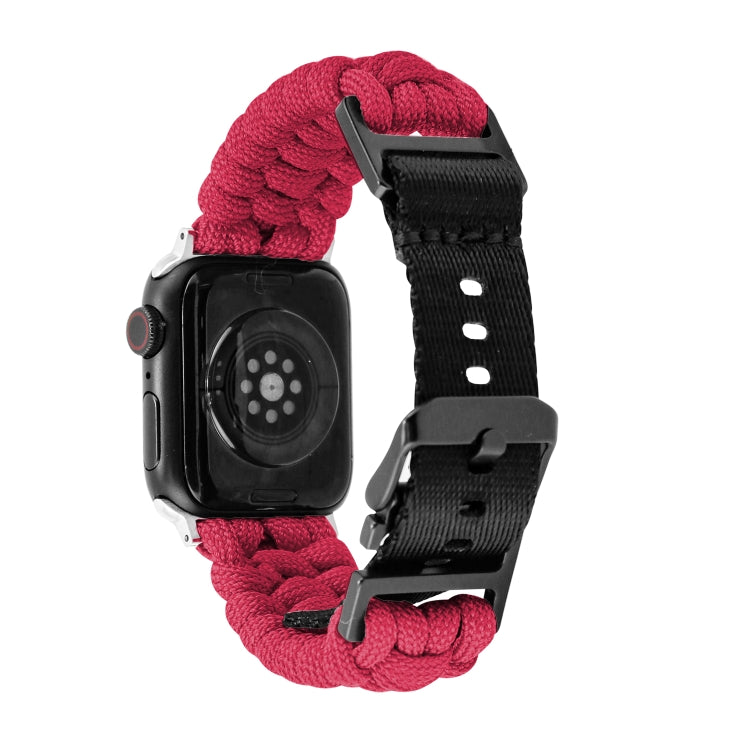 For Apple Watch Ultra 2 49mm Paracord Plain Braided Webbing Buckle Watch Band(Red) - Watch Bands by buy2fix | Online Shopping UK | buy2fix