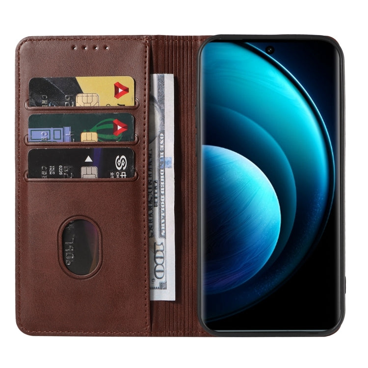 For vivo X100 Pro Magnetic Closure Leather Phone Case(Brown) - X100 Pro Cases by buy2fix | Online Shopping UK | buy2fix