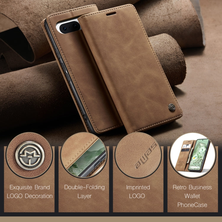 For Google Pixel 8A CaseMe 013 Multifunctional Horizontal Flip Leather Phone Case(Brown) - Google Cases by CaseMe | Online Shopping UK | buy2fix