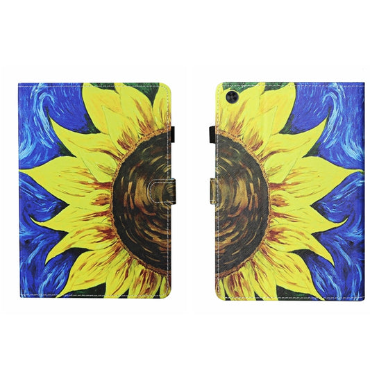 For Samsung Galaxy Tab A9 Coloured Drawing Stitching Smart Leather Tablet Case with Sleep / Wake-up Function(Sunflower) - Galaxy Tab A9 by buy2fix | Online Shopping UK | buy2fix