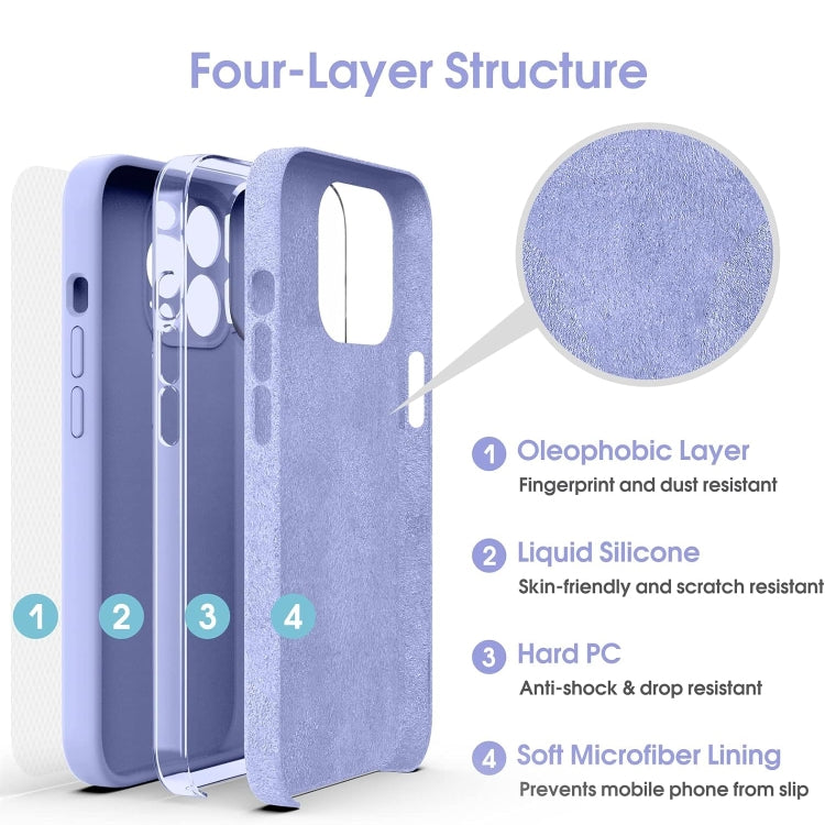 For iPhone 16 Pro Microfiber Liquid Silicone Shockproof Phone Case(Purple) - iPhone 16 Pro Cases by buy2fix | Online Shopping UK | buy2fix