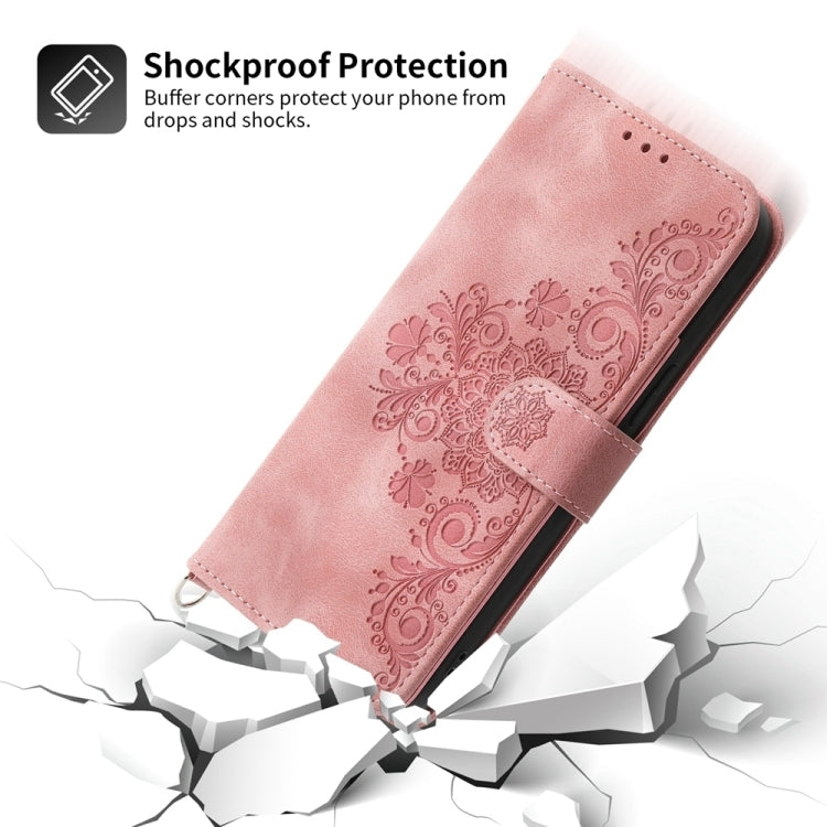 For iPhone SE 2024 Skin-feel Flowers Embossed Wallet Leather Phone Case(Pink) - More iPhone Cases by buy2fix | Online Shopping UK | buy2fix