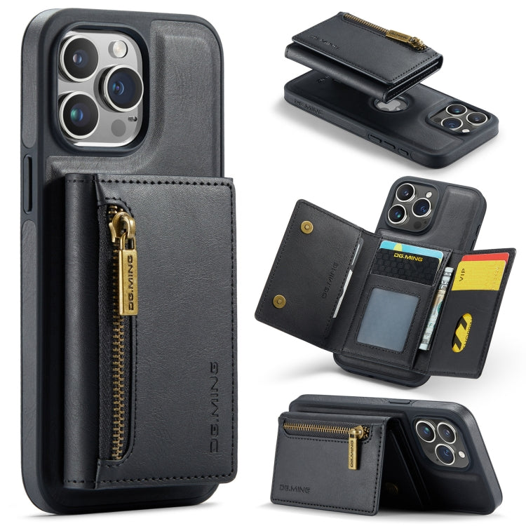 For iPhone 15 Pro Max DG.MING M5 Series Zip RFID Multi Card Detachable Leather Phone Case(Black) - iPhone 15 Pro Max Cases by DG.MING | Online Shopping UK | buy2fix