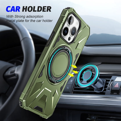 For iPhone 15 Plus MagSafe Magnetic Shockproof Phone Case with Ring Holder(Dark Green) - iPhone 15 Plus Cases by buy2fix | Online Shopping UK | buy2fix