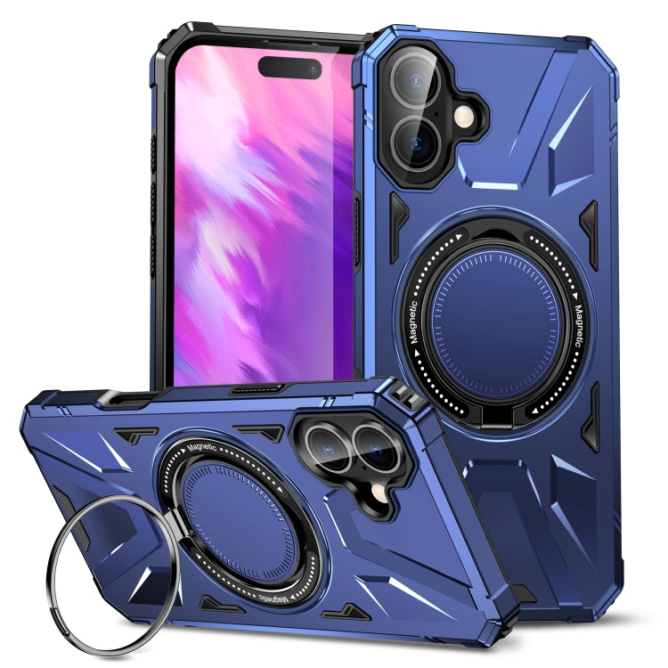 For iPhone 16 MagSafe Magnetic Shockproof Phone Case with Ring Holder(Navy Blue) - iPhone 16 Cases by buy2fix | Online Shopping UK | buy2fix