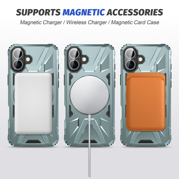 For iPhone 16 MagSafe Magnetic Shockproof Phone Case with Ring Holder(Green) - iPhone 16 Cases by buy2fix | Online Shopping UK | buy2fix