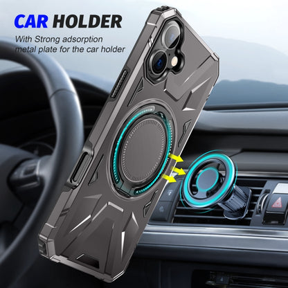 For iPhone 16 MagSafe Magnetic Shockproof Phone Case with Ring Holder(Dark Grey) - iPhone 16 Cases by buy2fix | Online Shopping UK | buy2fix