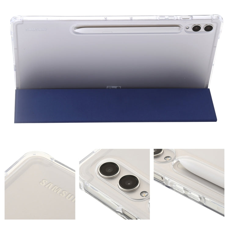 For Samsung Galaxy Tab S9 Ultra/S8 Ultra 3-Fold Clear Acrylic Leather Tablet Case(Dark Blue) - Galaxy Tab S9 Ultra Cases by buy2fix | Online Shopping UK | buy2fix