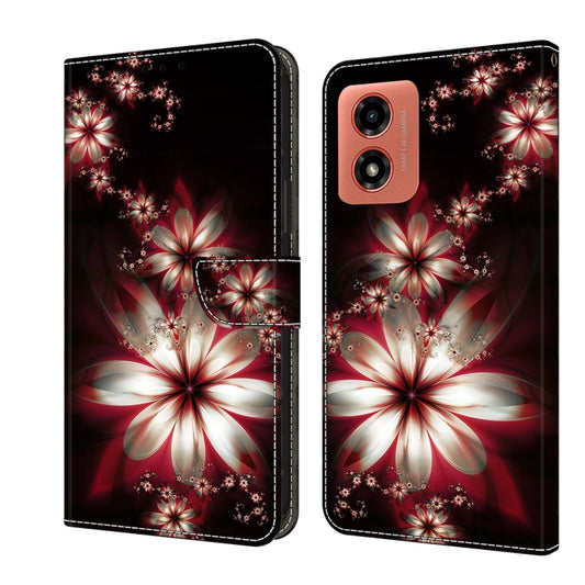 For Motorola Moto G Play 2024 Crystal 3D Shockproof Protective Leather Phone Case(Fantastic Flower) - Motorola Cases by buy2fix | Online Shopping UK | buy2fix