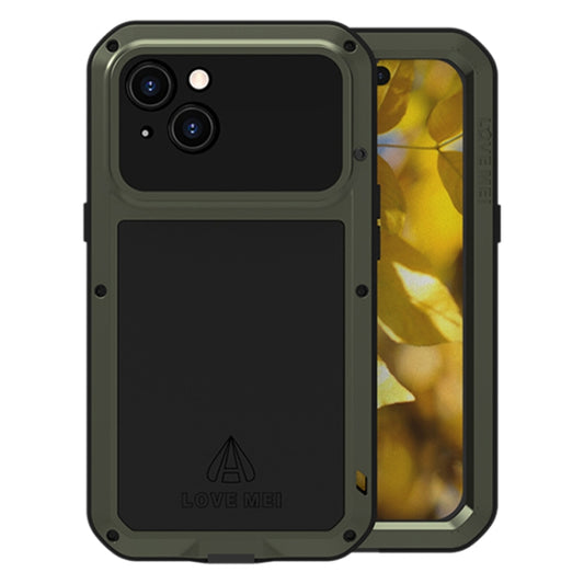 For iPhone 15 LOVE MEI Metal Shockproof Life Waterproof Dustproof Phone Case(Army Green) - iPhone 15 Cases by LOVE MEI | Online Shopping UK | buy2fix