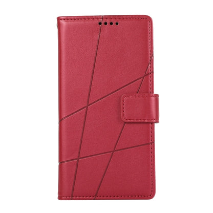 For iPhone 16 Pro Max PU Genuine Leather Texture Embossed Line Phone Case(Red) - iPhone 16 Pro Max Cases by buy2fix | Online Shopping UK | buy2fix