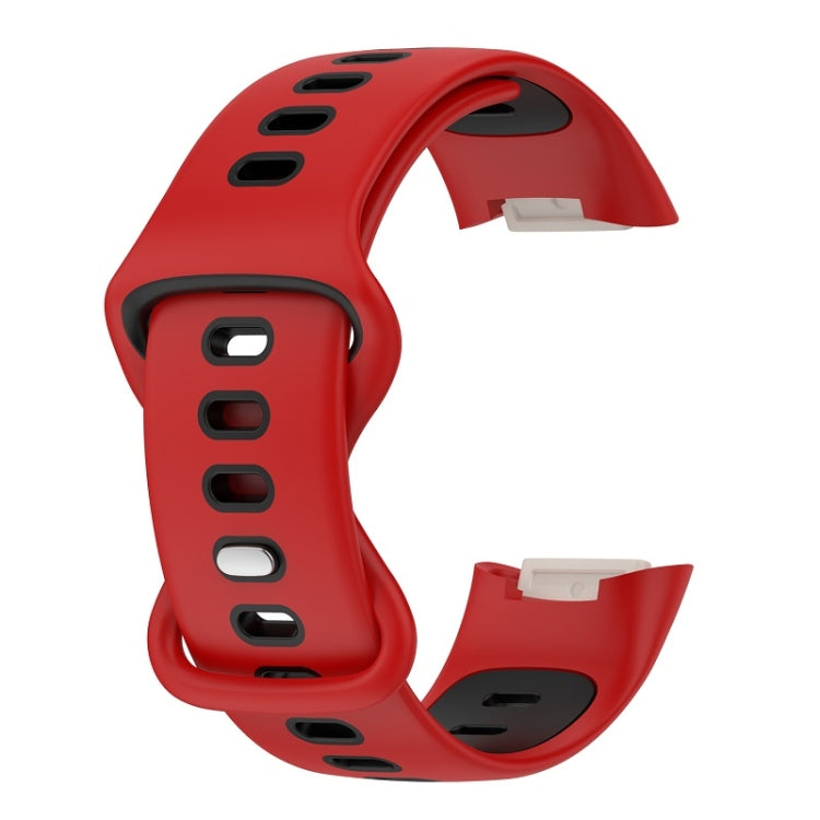 For Fitbit Charge 6 Two Color Silicone Watch Band(Red Black) - Watch Bands by buy2fix | Online Shopping UK | buy2fix