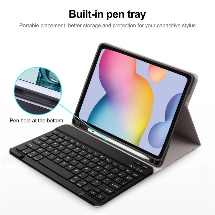 For Samsung Galaxy Tab S9 FE Square Cap Bluetooth Keyboard Leather Case with Pen Slot(Dark Blue) - Samsung Keyboard by buy2fix | Online Shopping UK | buy2fix