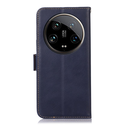 For Xiaomi 14 Ultra Magnetic Crazy Horse Texture Genuine Leather RFID Phone Case(Blue) - 14 Ultra Cases by buy2fix | Online Shopping UK | buy2fix