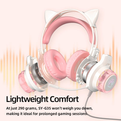 G35 Cute Cat RGB Head-mounted Wired Gaming Earphone(Blue) - Multimedia Headset by buy2fix | Online Shopping UK | buy2fix