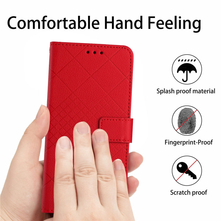 For iPhone 16 Pro Max Rhombic Grid Texture Leather Phone Case(Red) - iPhone 16 Pro Max Cases by buy2fix | Online Shopping UK | buy2fix