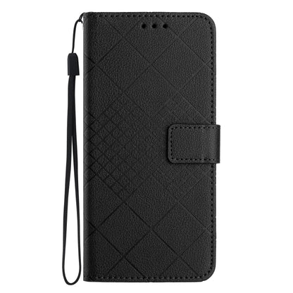 For Samsung Galaxy S24 Ultra 5G Rhombic Grid Texture Leather Phone Case(Black) - Galaxy S24 Ultra 5G Cases by buy2fix | Online Shopping UK | buy2fix