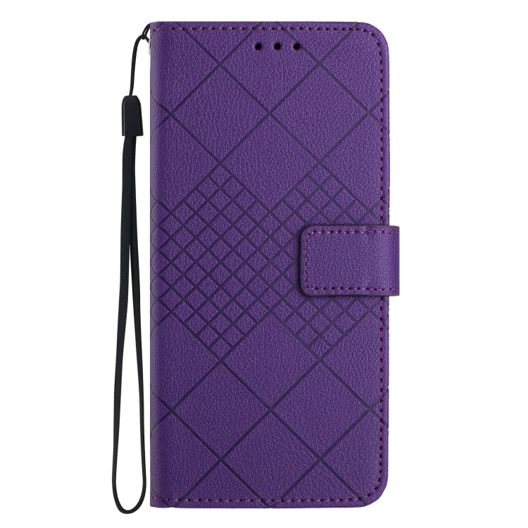 For Samsung Galaxy M55 5G Rhombic Grid Texture Leather Phone Case(Purple) - Galaxy Phone Cases by buy2fix | Online Shopping UK | buy2fix