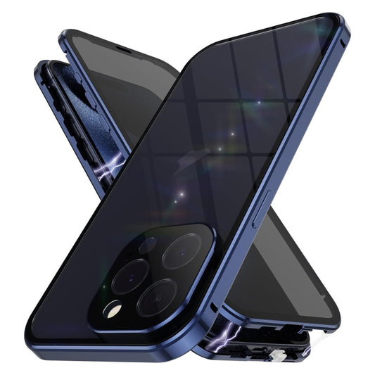 For iPhone 15 Pro Anti-peeping Magnetic Double-sided Tempered Glass Phone Case(Blue) - iPhone 15 Pro Cases by buy2fix | Online Shopping UK | buy2fix