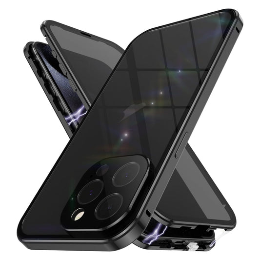 For iPhone 15 Pro Anti-peeping Magnetic Double-sided Tempered Glass Phone Case(Black) - iPhone 15 Pro Cases by buy2fix | Online Shopping UK | buy2fix