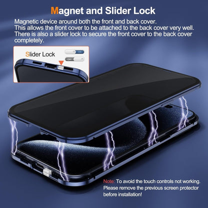 For iPhone 15 Plus Anti-peeping Magnetic Double-sided Tempered Glass Phone Case(Blue) - iPhone 15 Plus Cases by buy2fix | Online Shopping UK | buy2fix