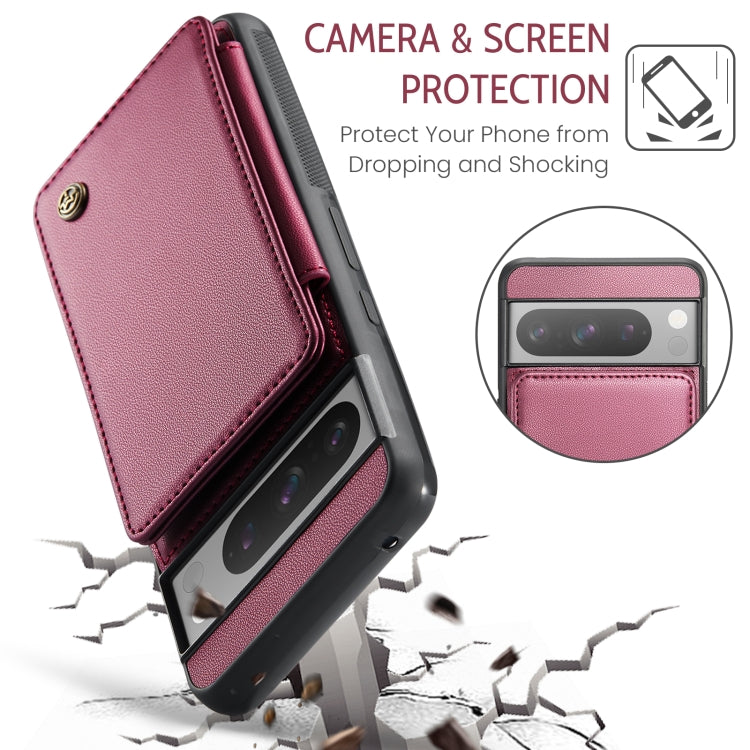 For Google Pixel 8 Pro CaseMe C22 Card Slots Holder RFID Anti-theft Phone Case(Wine Red) - Google Cases by CaseMe | Online Shopping UK | buy2fix