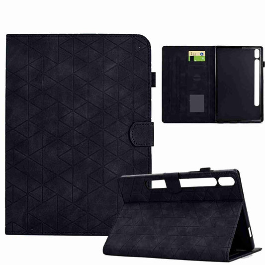 For Samsung Galaxy Tab S7 / S8 Rhombus TPU Smart Leather Tablet Case(Black) - Galaxy Tab S8 Cases by buy2fix | Online Shopping UK | buy2fix