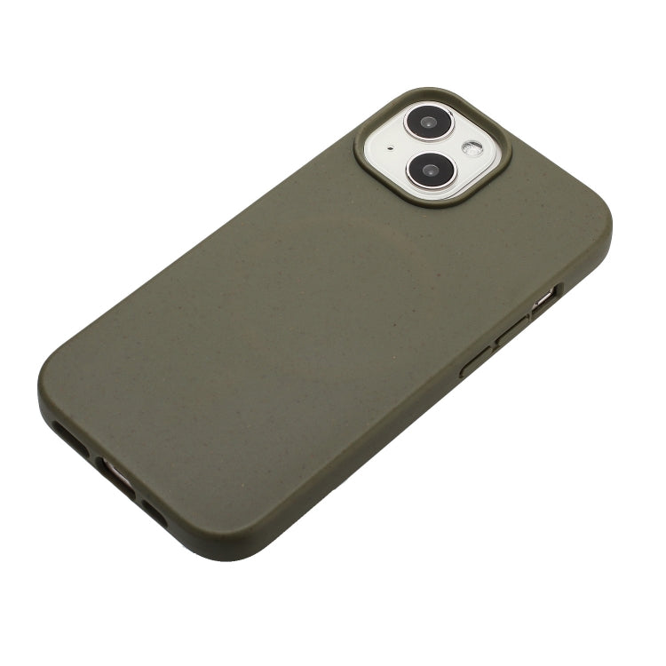 For iPhone 14 Wheat MagSafe Magnetic Straw Material + TPU Phone Case(Army Green) - iPhone 14 Cases by buy2fix | Online Shopping UK | buy2fix