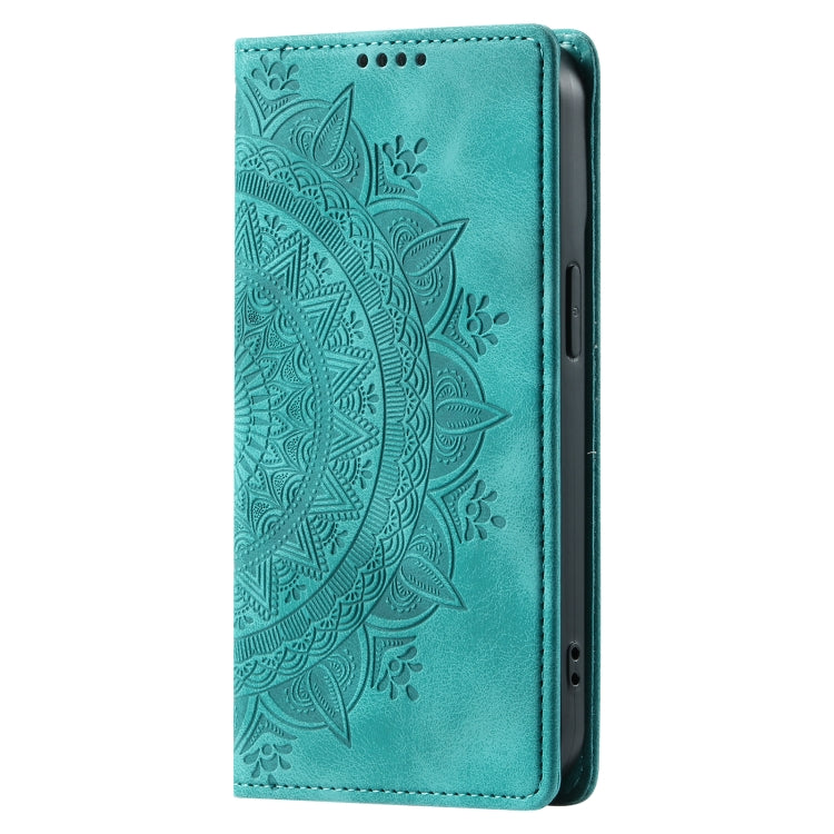 For iPhone 16 Totem Embossed Magnetic Leather Phone Case(Green) - iPhone 16 Cases by buy2fix | Online Shopping UK | buy2fix