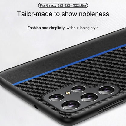 For Samsung Galaxy S25 5G Ultra-thin Carbon Fiber Texture Splicing Phone Case(Blue) - Galaxy S25 5G Cases by buy2fix | Online Shopping UK | buy2fix