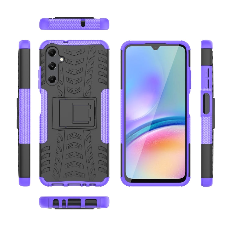 For Samsung Galaxy A05s Tire Texture TPU + PC Phone Case with Holder(Purple) - Galaxy Phone Cases by buy2fix | Online Shopping UK | buy2fix