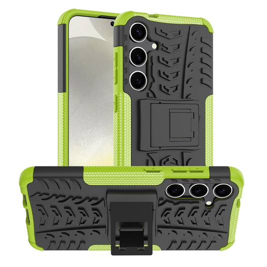 For Samsung Galaxy S24+ Tire Texture TPU + PC Phone Case with Holder(Green) - Galaxy S24+ 5G Cases by buy2fix | Online Shopping UK | buy2fix