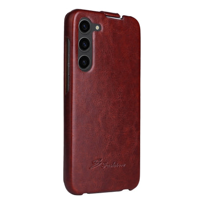 For Samsung Galaxy S24+ 5G Fierre Shann 64 Texture Vertical Flip PU Leather Phone Case(Brown) - Galaxy S24+ 5G Cases by FIERRE SHANN | Online Shopping UK | buy2fix