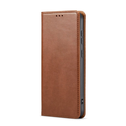 For Samsung Galaxy S24+ 5G Fierre Shann PU Genuine Leather Texture Phone Case(Brown) - Galaxy S24+ 5G Cases by FIERRE SHANN | Online Shopping UK | buy2fix