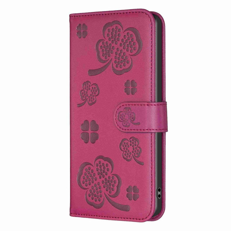 For Realme C53 Four-leaf Embossed Leather Phone Case(Rose Red) - Realme Cases by buy2fix | Online Shopping UK | buy2fix